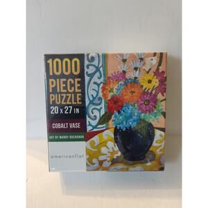 Cobalt Vase 1000 Piece Jigsaw Puzzle 20" x 27" Mandy Buchanan NEW